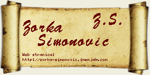Zorka Simonović vizit kartica